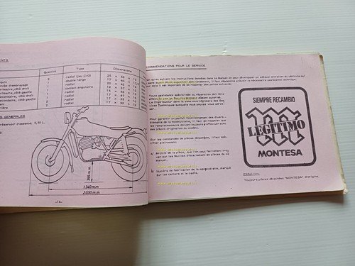 Montesa Cota 242 manuale uso + catalogo ricambi italiano originale
