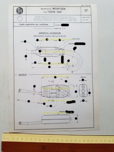 Montesa Cota 349 1979 aggiornamento scheda omologazione DGM Facsimile originale