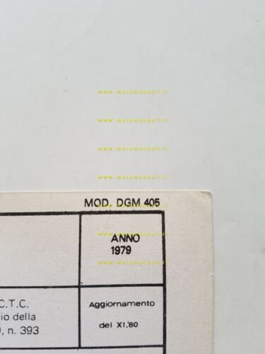 Montesa Cota 349 1979 aggiornamento scheda omologazione DGM Facsimile originale