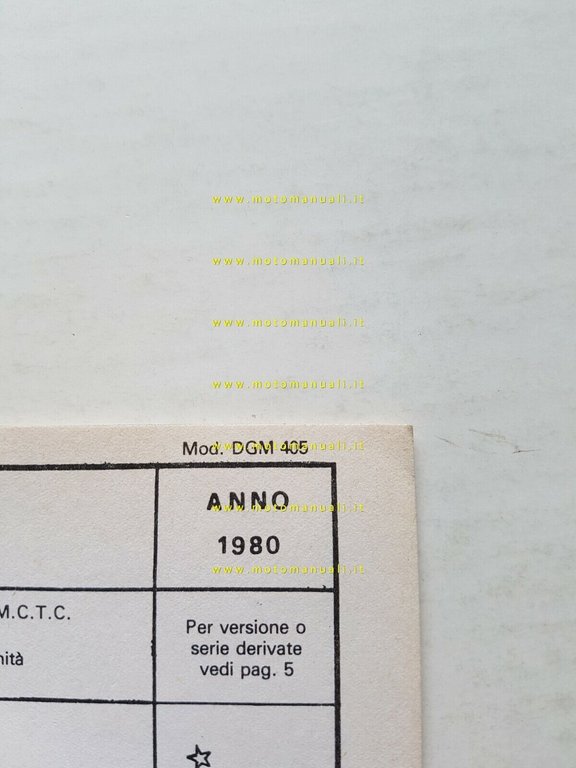 Montesa Cota trial 200 1980 scheda omologazione DGM originale Motorizzazione