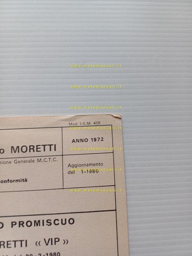 Moretti Fiat 127 Lusso 1971 agg.1980 scheda omologazione DGM Motorizz. …