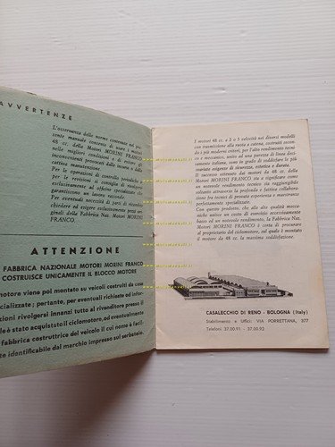 Morini Franco motori 50 3M-R-K-V-2M-F 48 anni 60 manuale uso …
