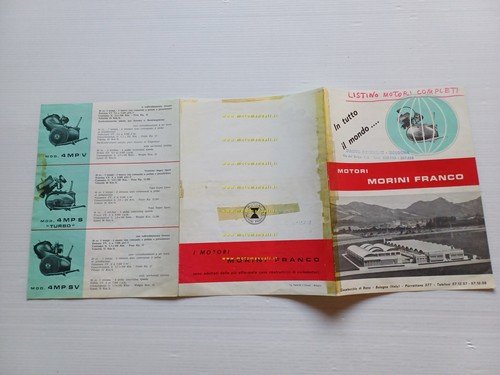 Morini Franco produzione motori 50 anni 60 depliant italiano originale