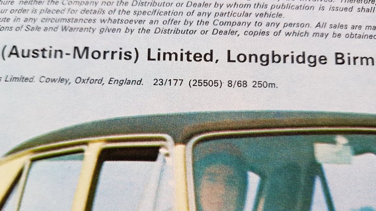 MORRIS 1300 GT 1968 auto depliant originale inglese