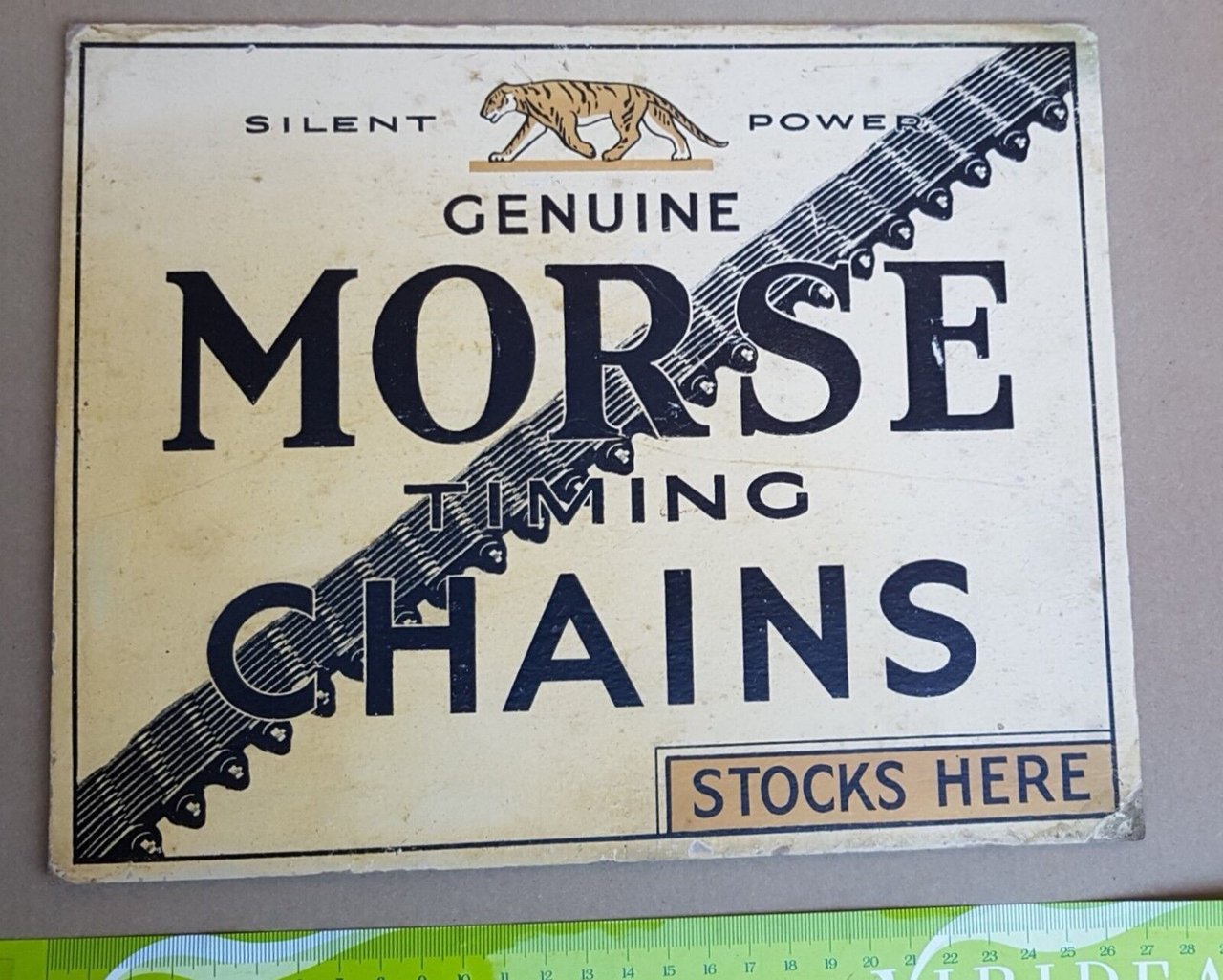 Morse Silent chains catene insegna cartone originale anteguerra epoca