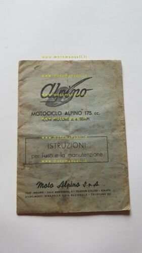 Moto Alpino 175 1955 manuale uso manutenzione originale OWNER'S MANUAL