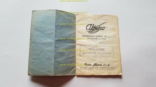 Moto Alpino 175 1955 manuale uso manutenzione originale OWNER'S MANUAL