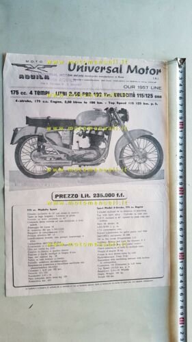 Moto Aquila 175 1957 depliant originale brochure