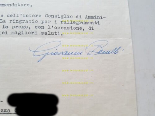 Moto Benelli 1953 documento carta intestata e firma autografa Giovanni …