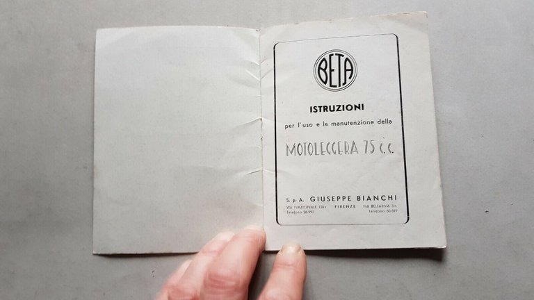 Moto Beta Lince 75 anni 50 manuale uso manutenzione originale
