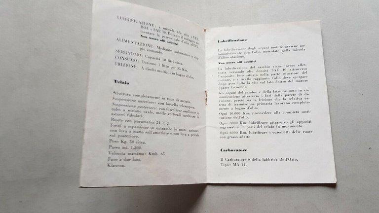 Moto Beta Lince 75 anni 50 manuale uso manutenzione originale