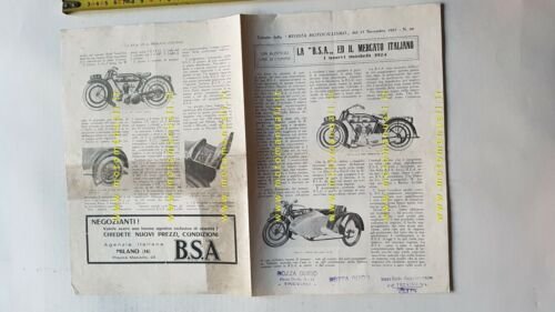 Moto BSA modelli 1923 ristampa Motociclismo 1923 depliant originale italiano