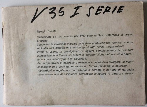 Moto Guzzi - V35 1^ Serie - Istruzioni con schema …