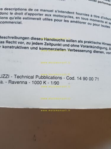 Moto Guzzi 1000 S 1990 manuale uso manutenzione italiano originale