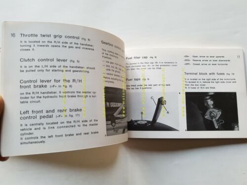 Moto Guzzi 1000 SP 1980 manuale uso originale INGLESE owner's …