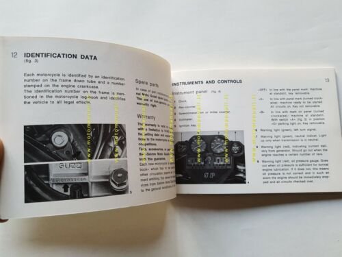 Moto Guzzi 1000 SP 1980 manuale uso originale INGLESE owner's …