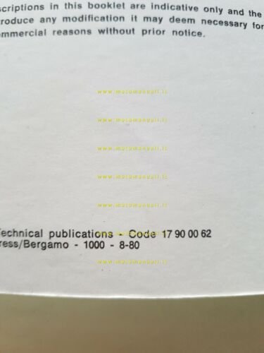 Moto Guzzi 1000 SP 1980 manuale uso originale INGLESE owner's …