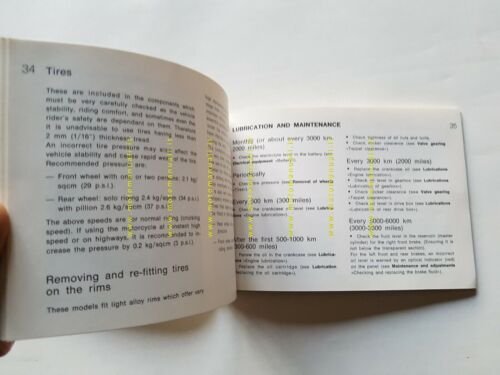 Moto Guzzi 1000 SP 1980 manuale uso originale INGLESE owner's …