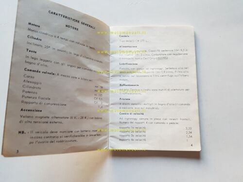 Moto Guzzi 125 Stornello Regolarità 1966 manuale uso libretto italiano …