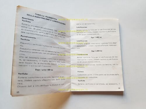 Moto Guzzi 125 Stornello Regolarità 1966 manuale uso libretto italiano …