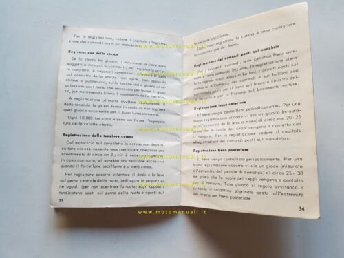 Moto Guzzi 125 Stornello Regolarità 1966 manuale uso libretto italiano …