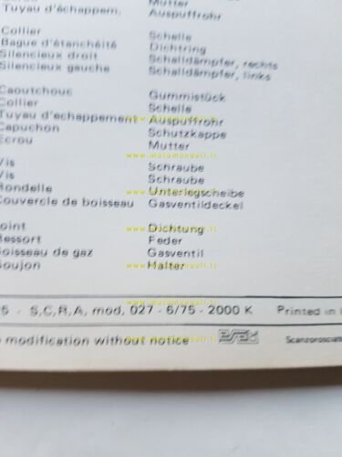Moto Guzzi 250 TS 1975 catalogo ricambi ORIGINALE spare parts …