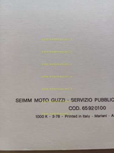 Moto Guzzi 254 1978 manuale officina ITALIANO originale