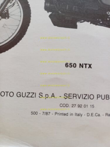 Moto Guzzi 350-650 NTX 1987 Varianti Manuale Officina V35-50-65 originale