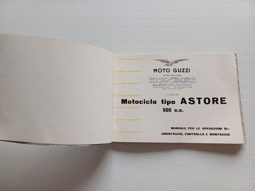 Moto Guzzi 500 Astore 1950 manuale officina italiano originale