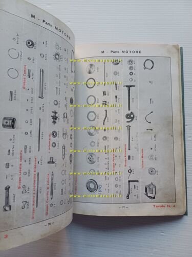 Moto Guzzi 500 Mototelaio E-R motocarro 1938 catalogo ricambi originale