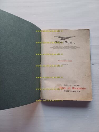 Moto Guzzi 500 Mototelaio E-R motocarro 1938 catalogo ricambi originale