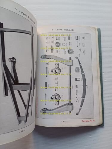 Moto Guzzi 500 Mototelaio E-R motocarro 1938 catalogo ricambi originale