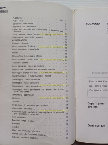 Moto Guzzi 500 Nuovo Falcone Militare manuale uso manutenzione originale