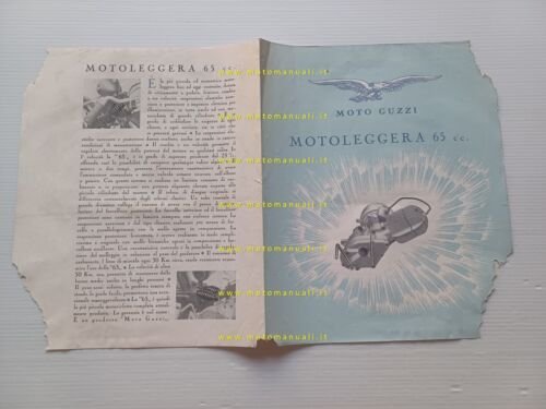 Moto Guzzi 65 1946 1 serie depliant ITALIANO originale