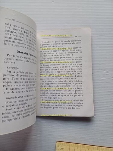 Moto Guzzi 65 Guzzino 1948 manuale uso manutenzione italiano originale
