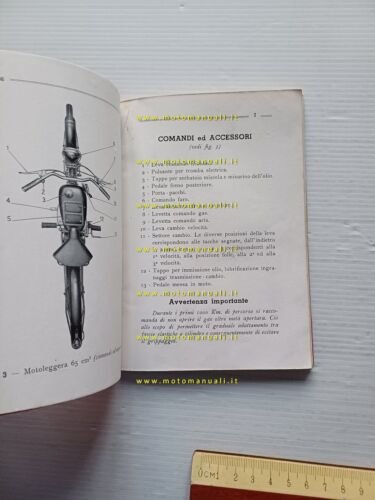 Moto Guzzi 65 Guzzino 1948 manuale uso manutenzione italiano originale