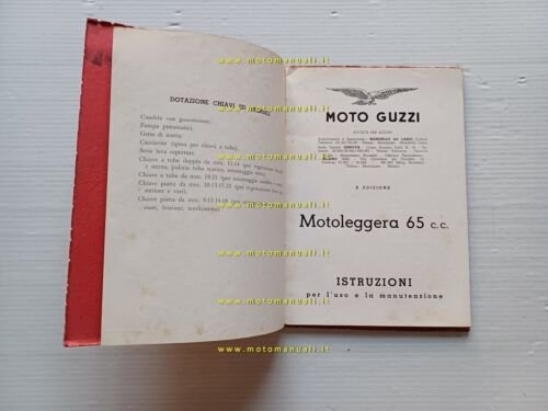 Moto Guzzi 65 Guzzino 1950 manuale uso manutenzione libretto italiano …