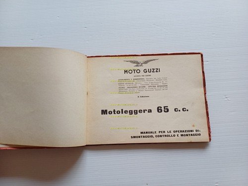Moto Guzzi 65 Guzzino 1953 manuale officina ITALIANO originale