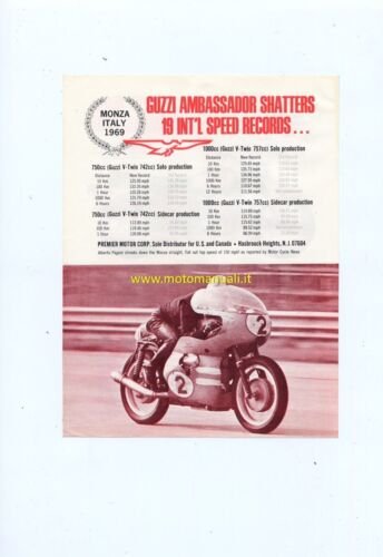 MOTO GUZZI 750 Ambassador 1969 depliant ENGLISH TEXT motorcycle brochure