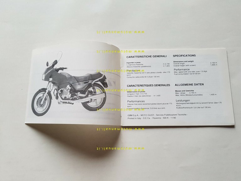 Moto Guzzi 750 SP varianti manuale uso 750 Targa owner's …