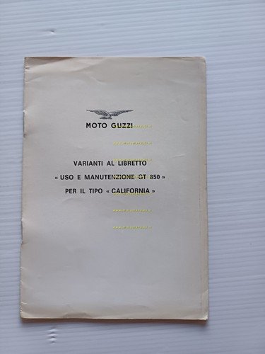Moto Guzzi 850 GT California AGGIORNAMENTO manuale uso originale
