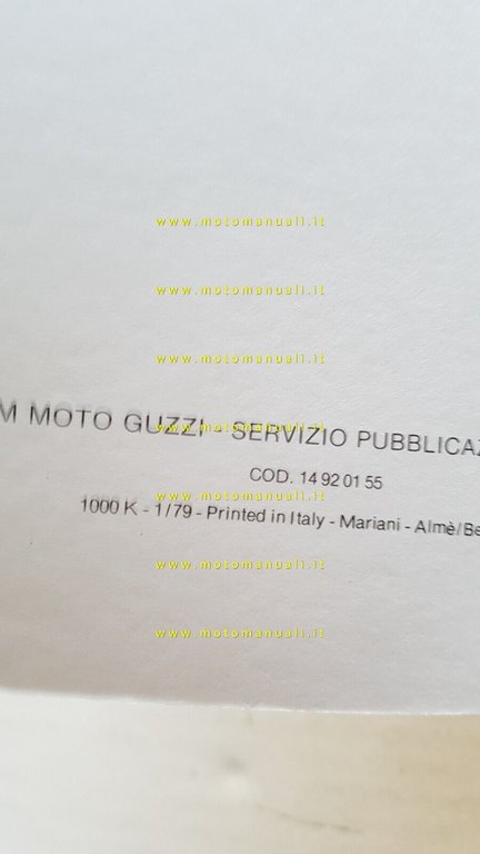 Moto Guzzi 850 Le Mans II 1979 VARIANTI manuale officina …