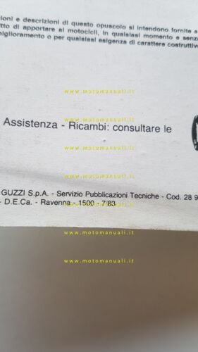 Moto Guzzi 850 T5 1983 manuale uso manutenzione originale italiano