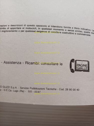 Moto Guzzi 850 T5 1987 manuale uso manutenzione libretto originale …