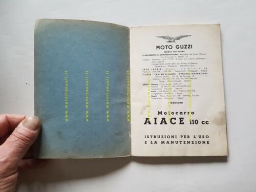 Moto Guzzi Aiace 110 1961 manuale uso manutenzione libretto originale …