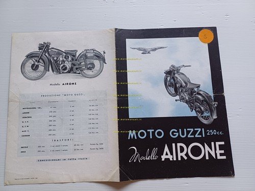 Moto Guzzi Airone 250 1947 depliant ITALIANO originale