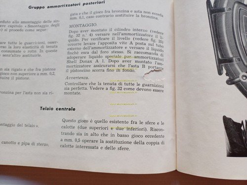 Moto Guzzi Airone 250 1951 manuale officina italiano originale