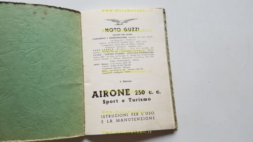 Moto Guzzi Airone 250 Sport-Turismo 1956 manuale uso manutenzione originale