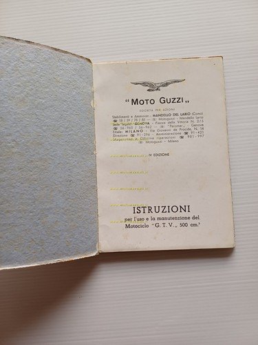 Moto Guzzi Astore - GTV 500 1949 manuale uso manutenzione …