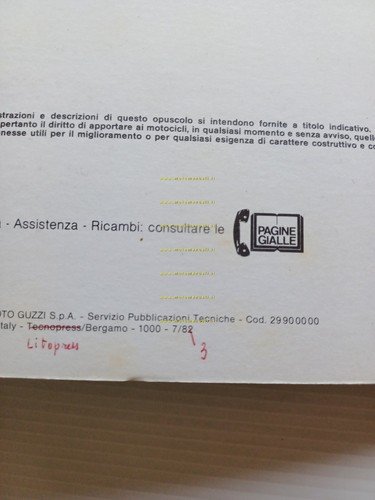 Moto Guzzi California II 1000 1982 manuale uso manutenzione libretto …